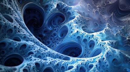 Wall Mural - A blue and white image of a spiral with many holes in it
