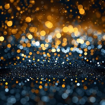 Warm, glowing bokeh from blurred golden Christmas lights background.