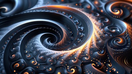 Wall Mural - A spiral pattern with a mix of blue and orange colors
