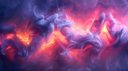 Wall Mural - A purple and orange swirl of smoke with a yellow light in the middle