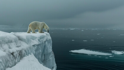 Sticker - A polar bear stands on the edge of an iceberg