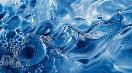 Poster - Abstract flowing water with bubbles creating wavy pattern