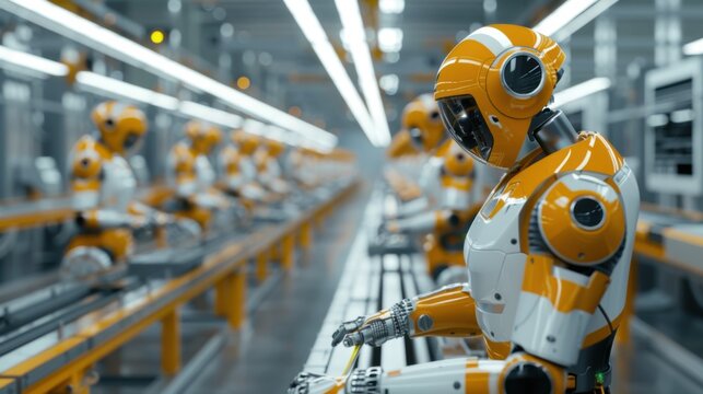 A robot is working in a factory