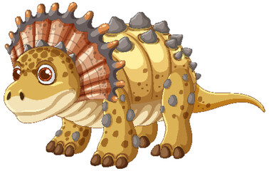 Sticker - Adorable dinosaur with colorful frill and spikes