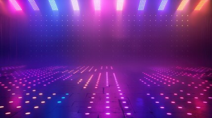 Wall Mural - Simple outline of a dance floor with disco lights on a plain backdrop, representing dancing and entertainment.