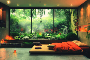 Poster - Green Wall Bedroom Interior