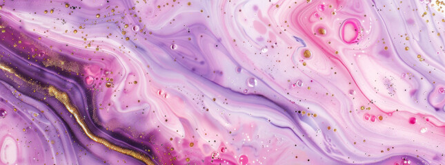 Wall Mural - Abstract background with pink and purple marble texture and glitter, organic fluid shapes