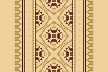 Pixel Seamless Russian folk patterns, cross-stitched embroidery imitation. Patterns consist of ancient Slavic amulets.