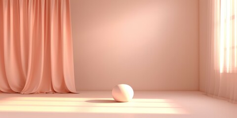 Poster - Pink room with curtain and ball. AI.