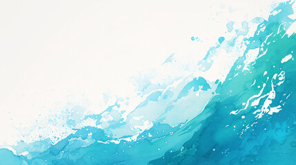 Poster - Abstract blue and green watercolor wave with copy space text for background, design, and nature.