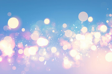 Poster - Abstract blue and white bokeh background with copy space text for background, design, and celebration.
