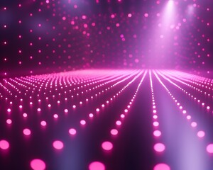 Wall Mural - Vibrant Neon Pink Backdrop with Glowing Dots for Product Presentations and Concepts
