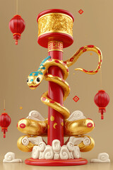 Happy New Year of the Snake according to the Chinese calendar 2025 year of the snake. Background with snake