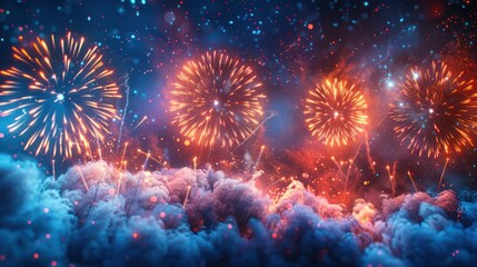 Poster - Fireworks Display with Smoke and Sparkle