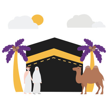 Eid Al Adha mubarak flat design illustration. Muslim holiday vector illustration.