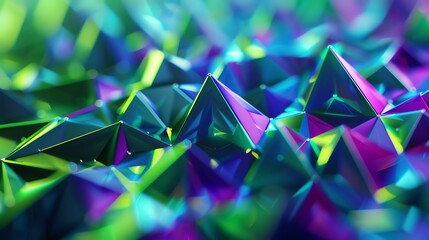 Wall Mural - wallpaper modern hypnotic green little triangles patterns neon blue and green, purple, 16:9, background for banners, advertising backgrounds, website backgrounds