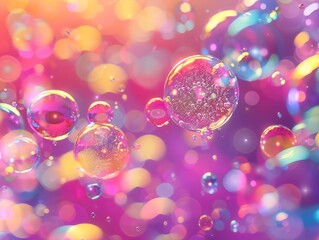 Wall Mural - Abstract background featuring colorful blurred bubbles and glowing lights