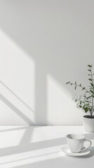 Wall Mural - Minimalist business background featuring a white desk and sparse decor.