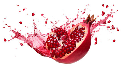 Wall Mural - Pomegranate fruit juice splash isolated on transparent white background, clipping path