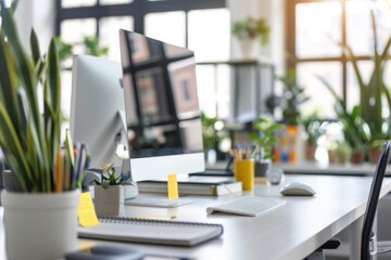 Poster - Professional business workspace with modern office supplies.
