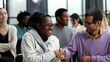 © Katsiaryna - black woman communicates with a man in glasses at a seminar