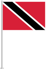 Wall Mural - Trinidad and Tobago national flag pole icon isolated on white background.