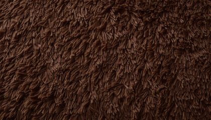 Dark brown fluffy shaggy carpet texture