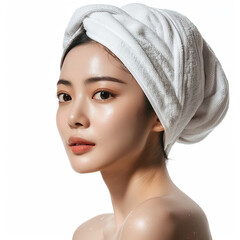 Wall Mural - Beauty Asian women spa skin healthy on 100% isolate white background.