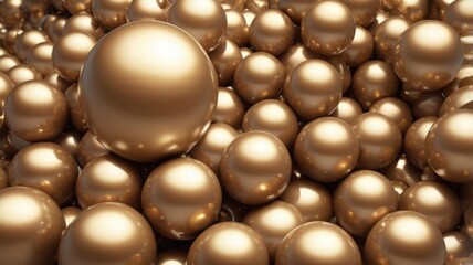 Poster - An abstract background featuring shiny, colored balls with a 3D gold metallic finish
