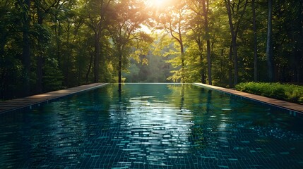 Wall Mural - Serene Forest Reflecting Pool Peaceful Retreat in Nature s Embrace