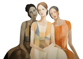 Sticker - PNG Women art painting drawing.