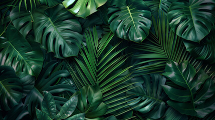 Green tropical leaves background	