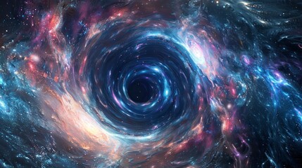 Wall Mural - galactic vortex spiraling into a dark black hole.