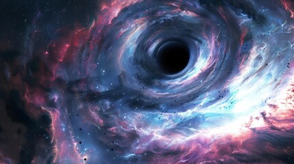 Wall Mural - a mesmerizing black hole consuming a galactic vortex.
