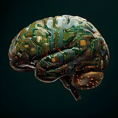 Poster - Digital Brain Artificial Intelligence Circuit Board Concept Symbolizing Technological Thinking