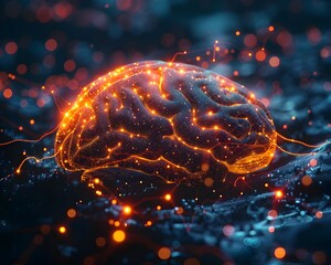 Poster - Glowing Neural Network Powering Intellectual Pathways of the Brain Concept
