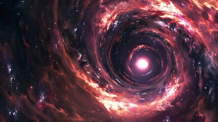 Wall Mural - black hole situated in the middle of a galactic vortex.