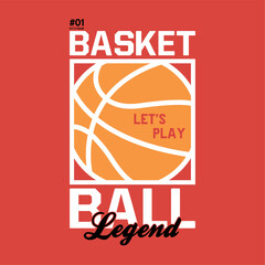 Aufkleber - varsity style print design as vector with basketball ball drawing