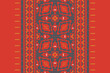 © Mr.T - Ethnic pixel geometric seamless pattern with paisley on beige background. Native oriental cross stitch knitting design for fabric, decoration, wallpaper, border decor, element, texture, textile, print