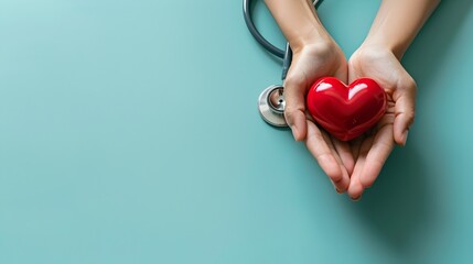 Hands Holding a Heart Symbol Representing Health Insurance and Care Concept