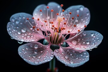 Sticker - Pink Flower with Dew Drops