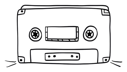 Canvas Print - PNG Cassette tape sketch line white background.