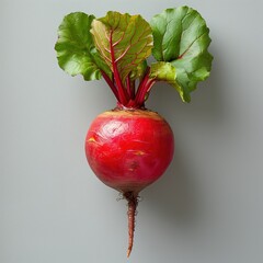 Wall Mural - Beetroot with leaves, fresh whole beet isolated on white background
