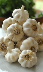 Wall Mural - Isolated garlic. Raw garlic with segments isolated on white background, with clipping path
