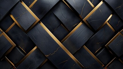 Poster - Elegant Geometric Black and Gold Pattern for Luxe Products and Mockup Designs