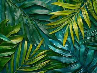 Sticker - Vibrant Tropical Leaf Pattern Background for Summer Product Mockup