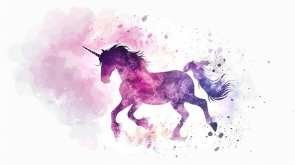 Wall Mural - Watercolor vector unicorn silhouette illustration
