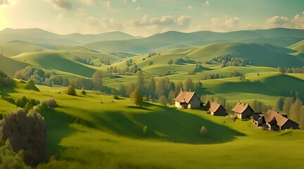 Wall Mural - landscape with mountains