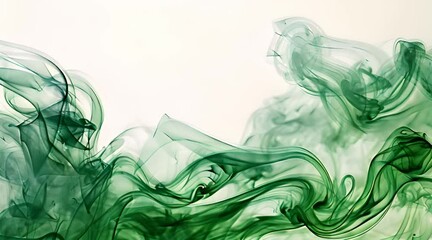 Wall Mural - Abstract flying green smoke isolated background. AI generated image