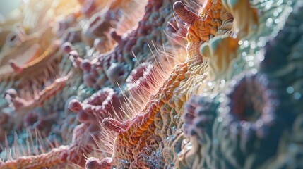Wall Mural - Macro shot capturing the intricate details of the adrenal glands and their hormone production
